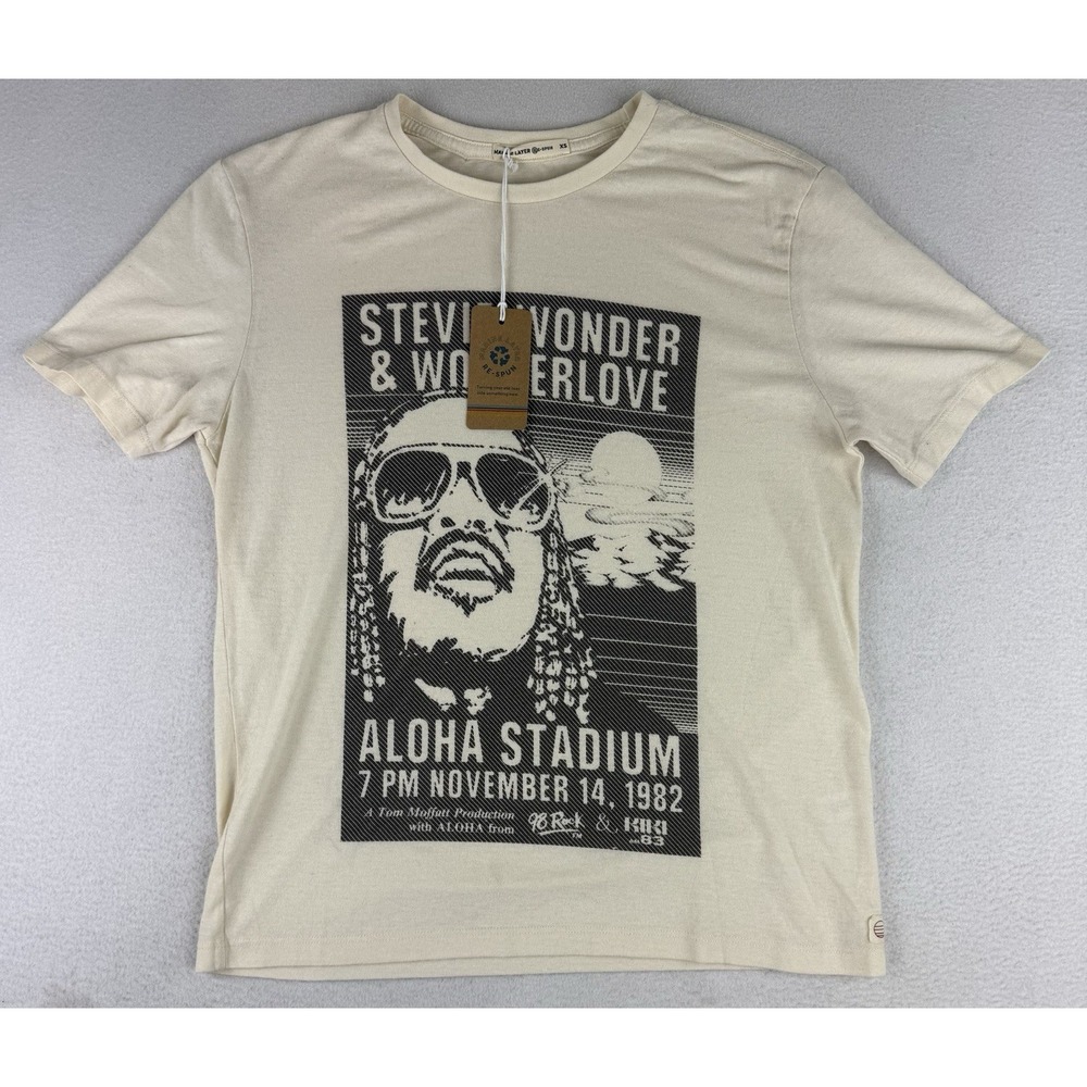 Marine Layer cream Stevie Wonder‎ 1982 Aloha Stadium graphic NWT Size XS $68